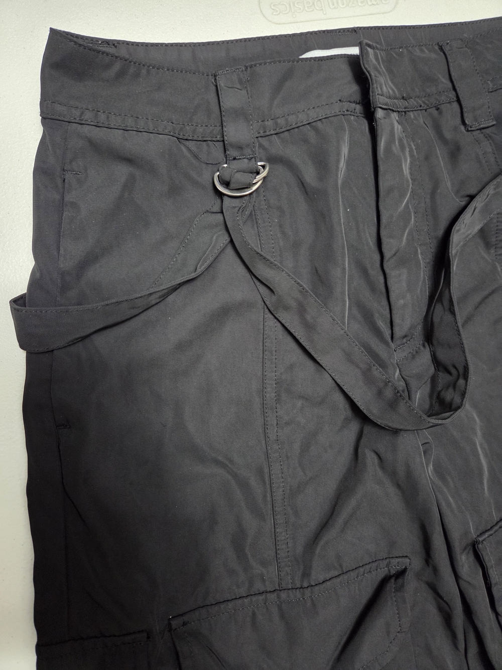 Bershka Black Wide-Leg Cargo Pants with D-Ring & Flap Pockets - Picture 5 of 14